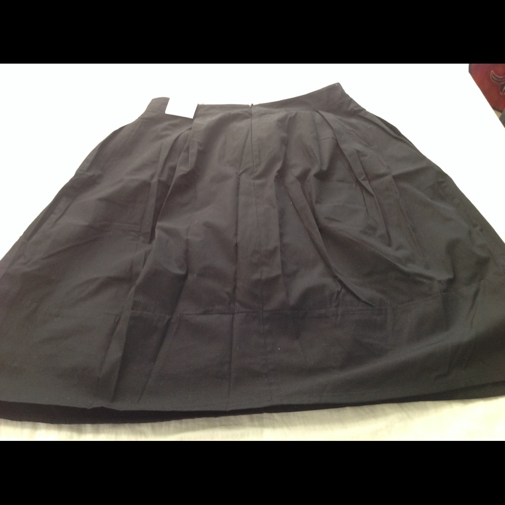 Front Pleat Black Lined Skirt